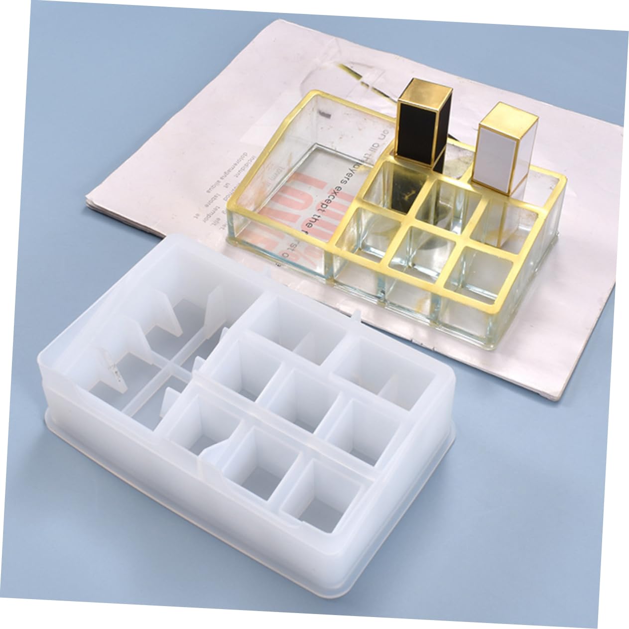 NUOBESTY 2piezas Molde De Silicona Diy Para Almacenamiento De Labiales Caja De Resina Multifuncional Herramientas De Manualidades Creativas Para Bricolaje y Personalizados