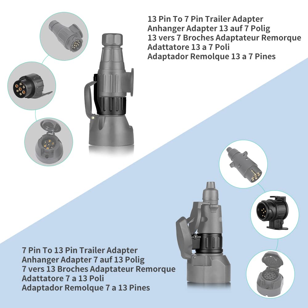 Adattatore Rimorchio 7/13 E 13/7 Poli - 12V, Impermeabile, Per Auto E Caravan - Foto 2