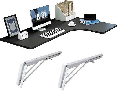 Miniatura 10 de Escritorio flotante para pared de 28, 35, 39 pulgadas, mesa de pared estable y resistente en forma de L, escritorio de computadora para el hogar con