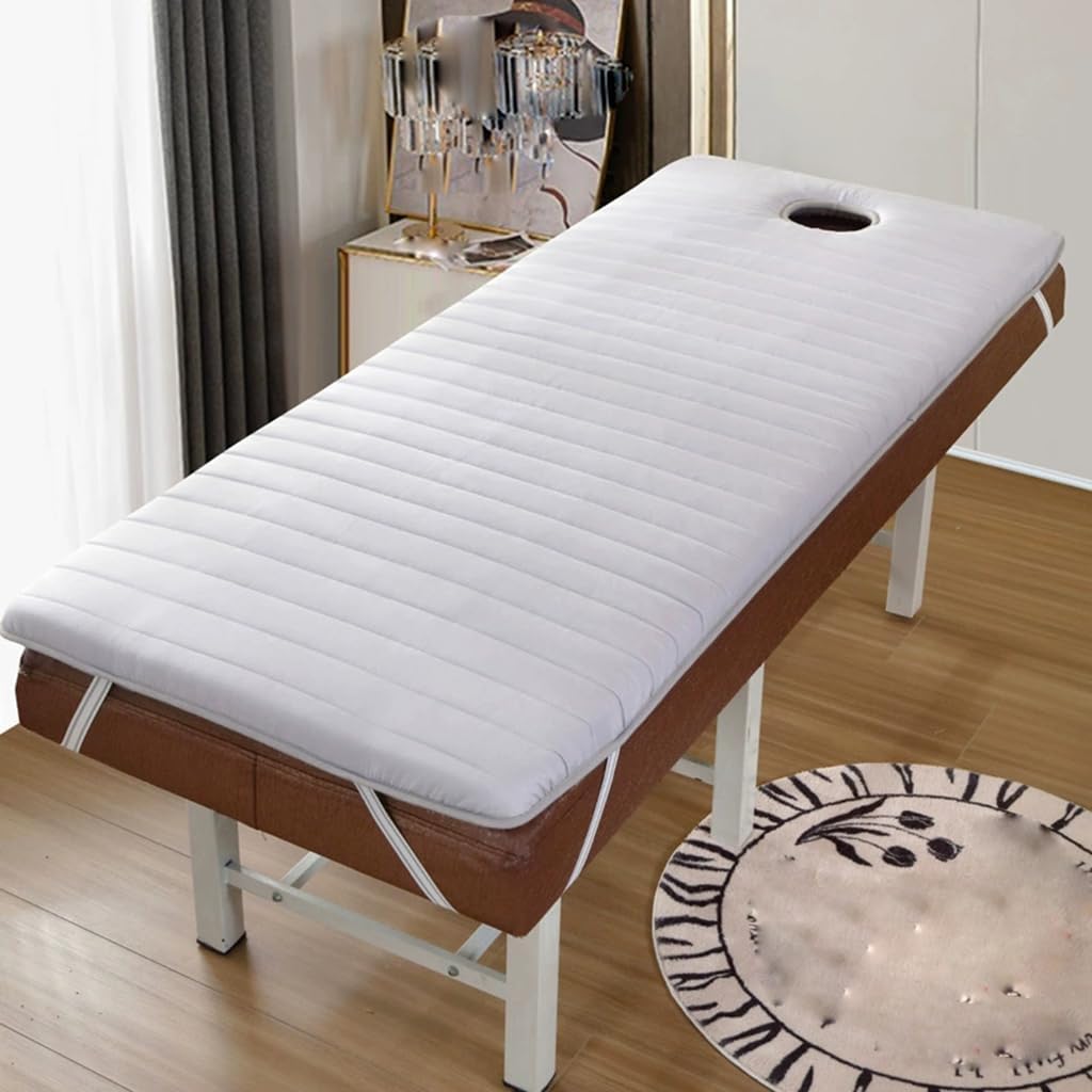 Grey,190 * 60cm T,Memory Foam Massage Bed Pad with Hole Spa Massage Table Mattress Topper with Headrest and Elastic Bands Non-Slip Lash Bed Cushion Thickness 6cm