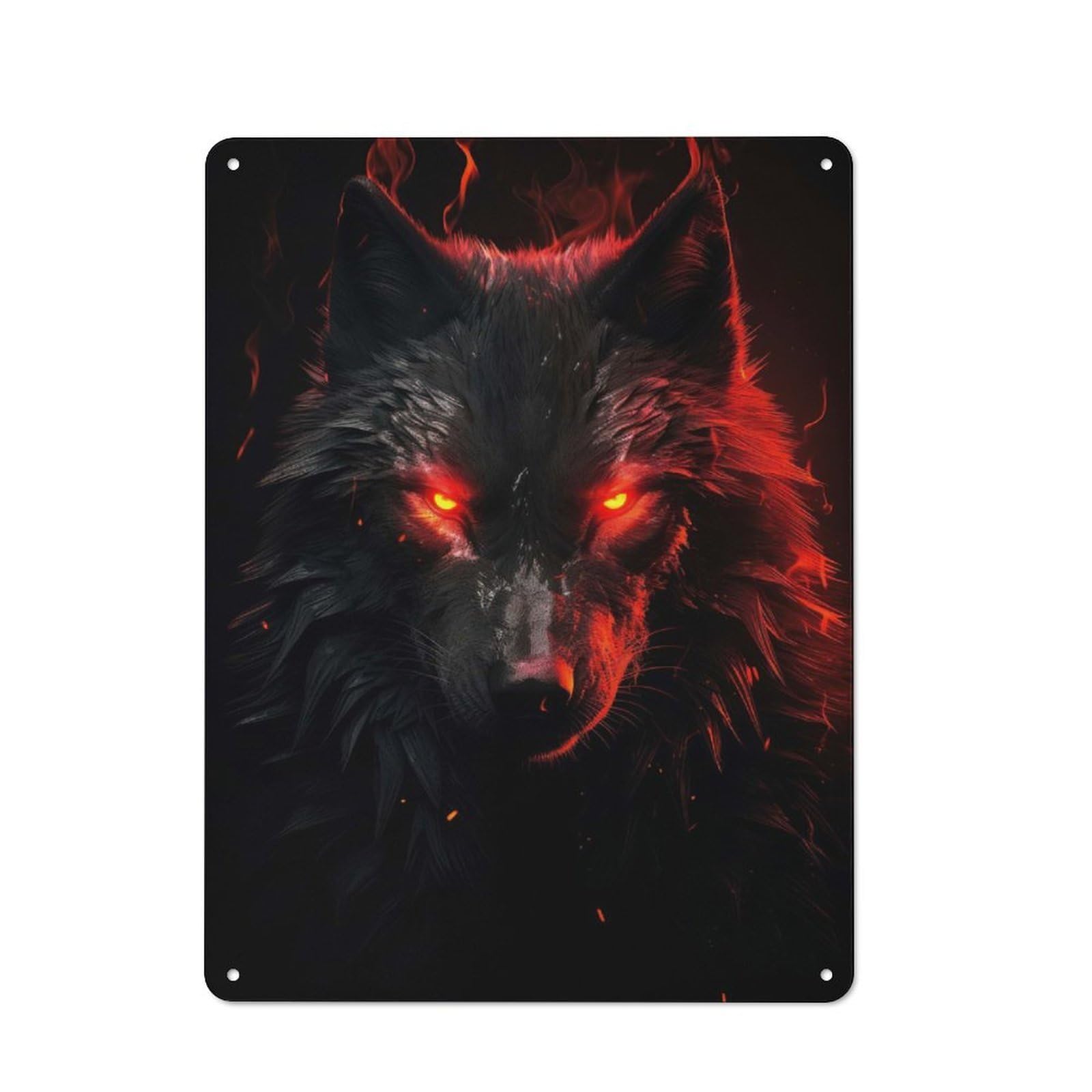 For Garden Room Or Summerhouse, Devil Black Wolf Retro Tin Sign 40x30cm, for Garage, Workshop And Man Cave Decoration