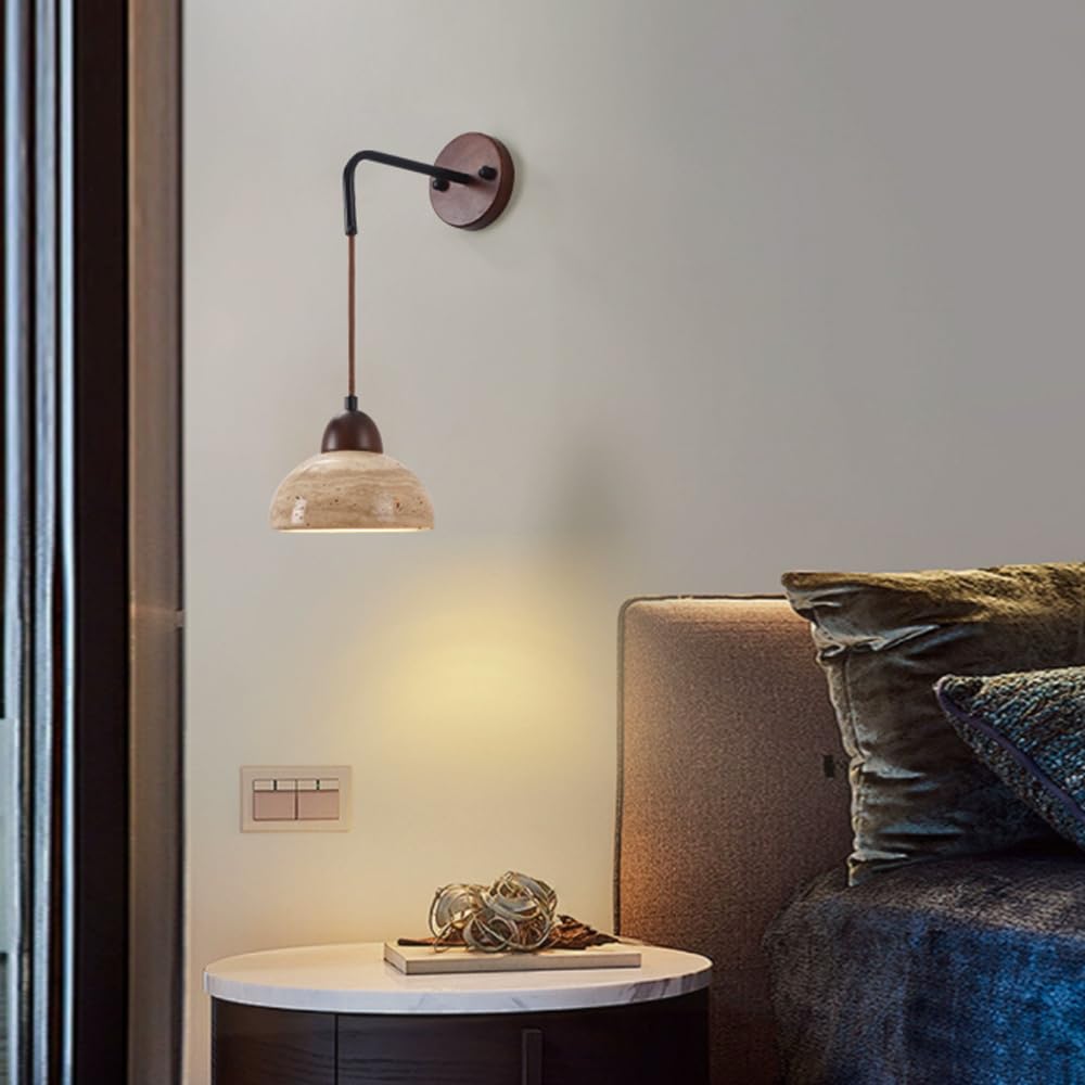 Industrial Style Wall Light, G9 Source Yellow Travertine Lamp, Single Head Minimalist Sconce, Dining Room Bedroom Living Mounted Lighting Fixtures