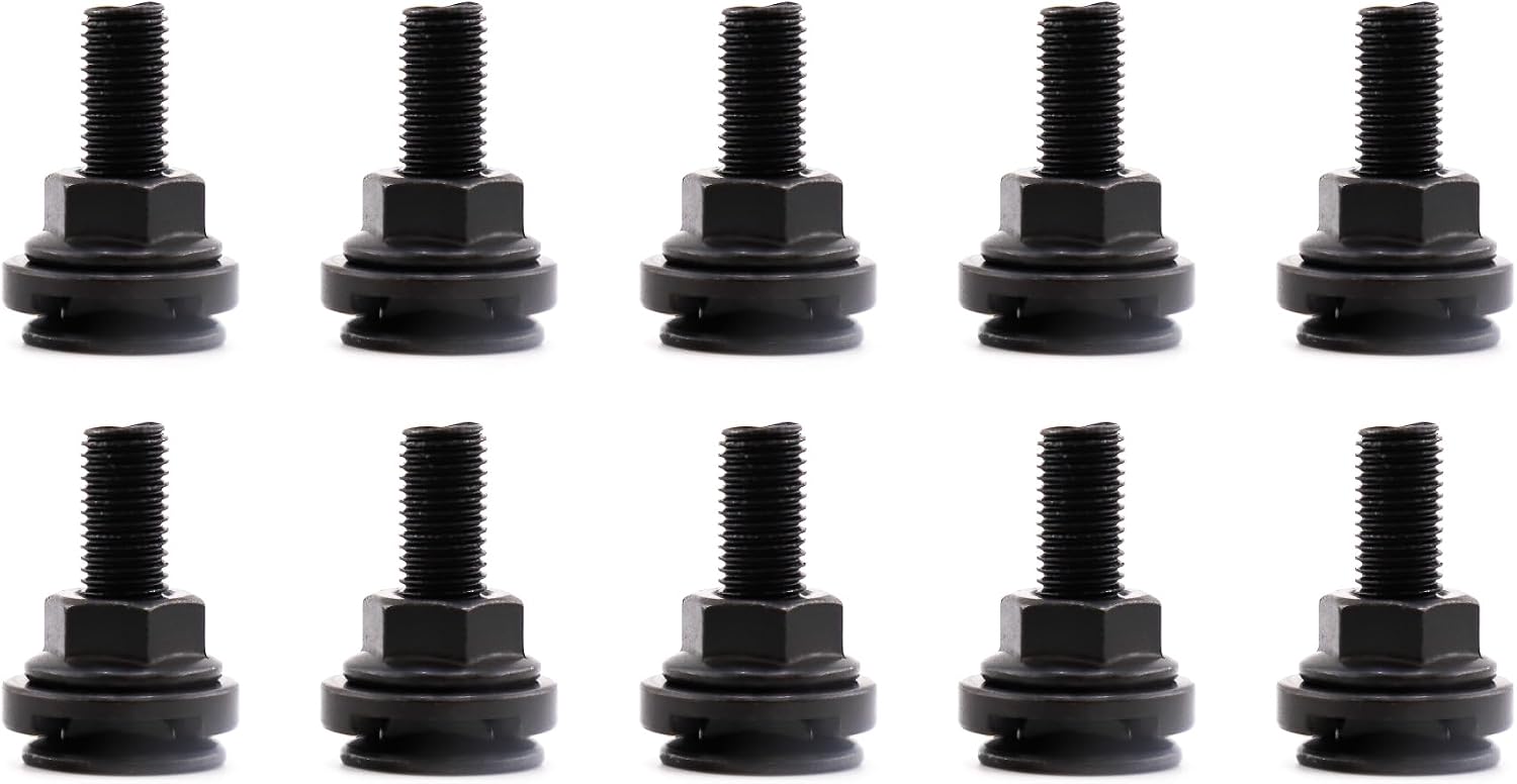 VanEssential L-Track Single Stud Bolt M8 x 1.0 Thread (Metric) 25mm / 1 inch Black- 10 pcs