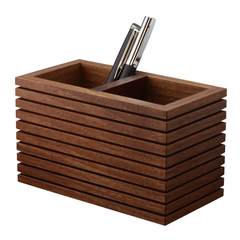 Amazon.co.jp: ペンスタンド 木製 ブラックウォールナット ライン