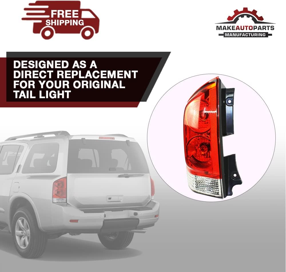 Left Side Taillight Tail Lamp Light Halogen Clear Red Lens For Nissan Armada 2006 2007 2008 2009 2010 SE - NI2800177