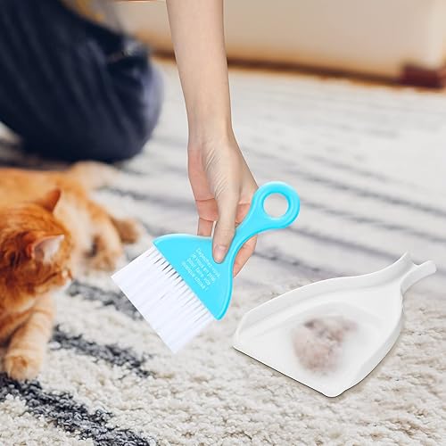 Miniatura 5 de CHENGU Juego de 6 piezas de mini recogedor de cepillo para mesa, escobas, recogedor pequeño, mini escoba, mini moldes para polvo con cepillo,