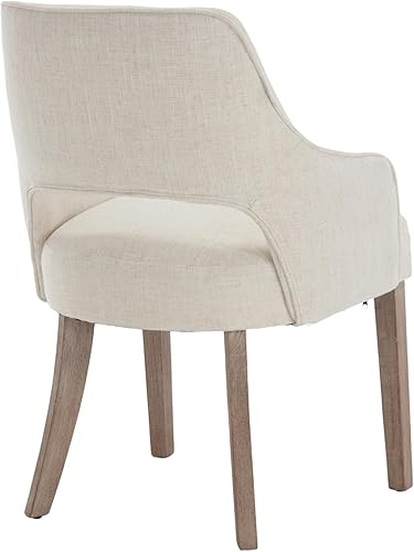 Miniatura 8 de Kmax Juego de 2 sillas de comedor de tela de lino, sillas laterales tapizadas, sillas decorativas de granja con patas de madera abiertas para