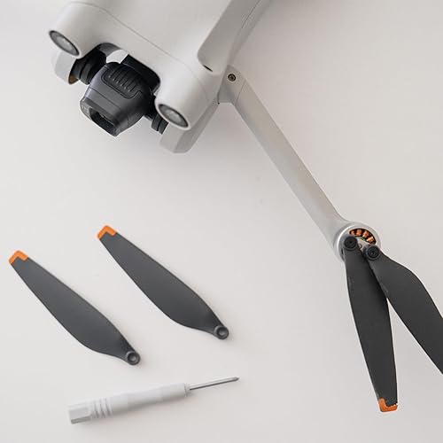 Miniatura 5 de MECCANIXITY Mini 2 hélices de dron, hélices de dron, negro y naranja con destornillador/tornillo, de liberación rápida, hélice de bajo ruido para