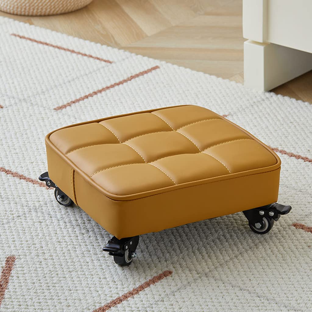 Sgabelli con rotelle, Sgabelli bassi con seduta a rotelle quadrate e ruote girevoli(Beige)