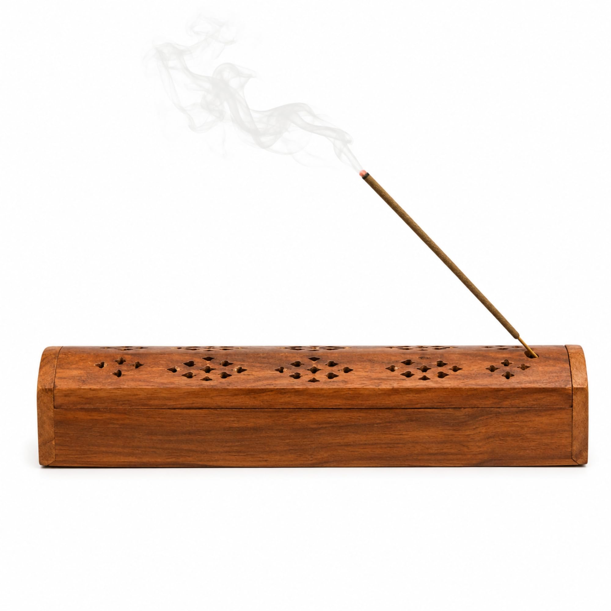Fenny's Creations Mahogany Wooden Incense Burner Box, Premium Hand Carved Wood, Incense Stick Holder Ash Catcher,Joss Sticks Storage, Meditation And Home (Burner Box)