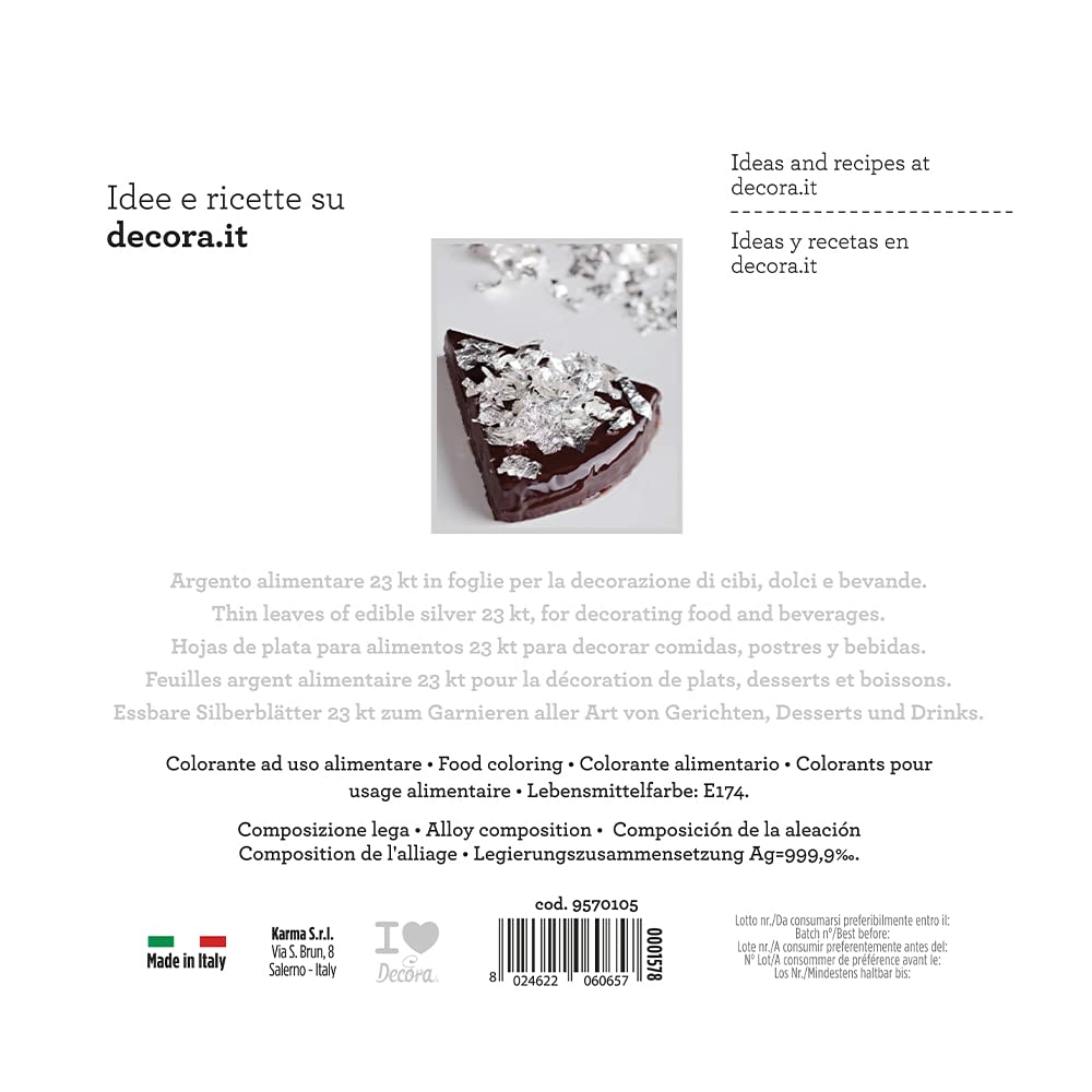 Decora 9570105 Confezione da 5 Foglie Argento Alimentare 86 X 86 Mm