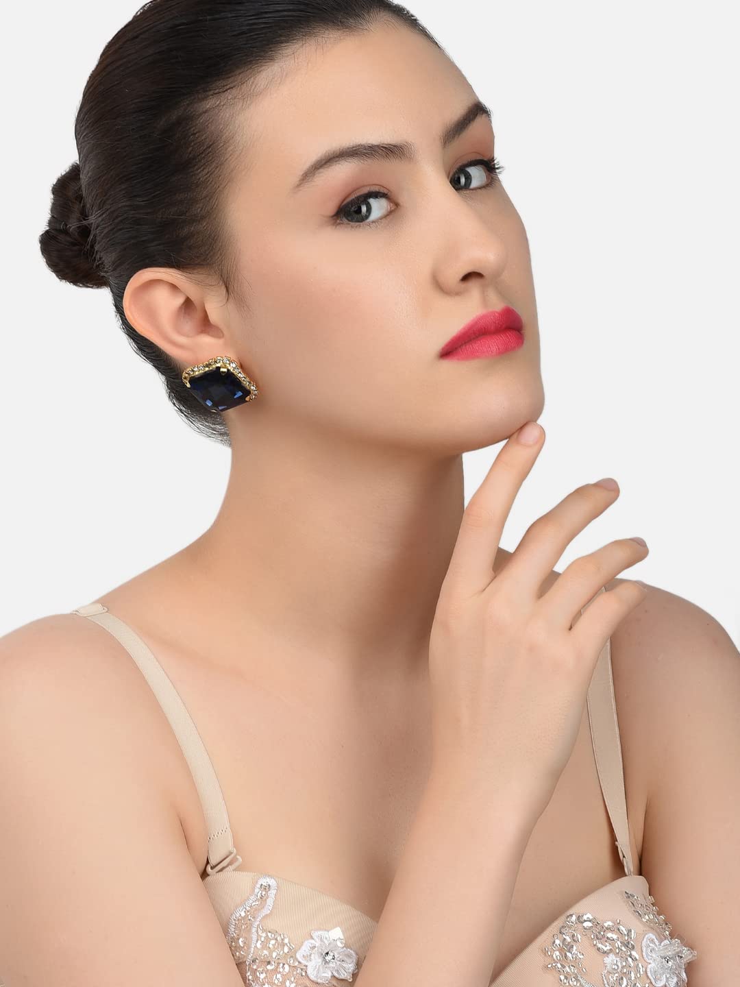 Stone & Diamonds Fusion Stud Earring For Women
