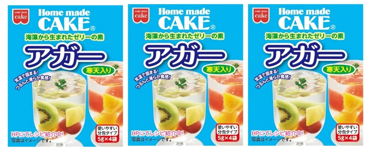 Amazon.co.jp: ホームメイド 海藻から生まれたゼリーの素 アガー 寒天入り 20g(5g×4袋) 【3個セット】 : 食品・飲料・お酒