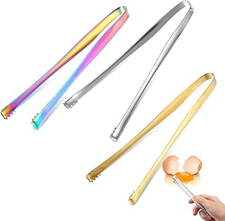 3PCS Egg Chalaza Removal Tool,Stainless Steel Tongs,Toothed Design Eggshell Fragment Membrane Remover Tong,Multipurpose Kitchen Tool for Cooking Food Cake Bakers Pastry Chefs,3 Colors