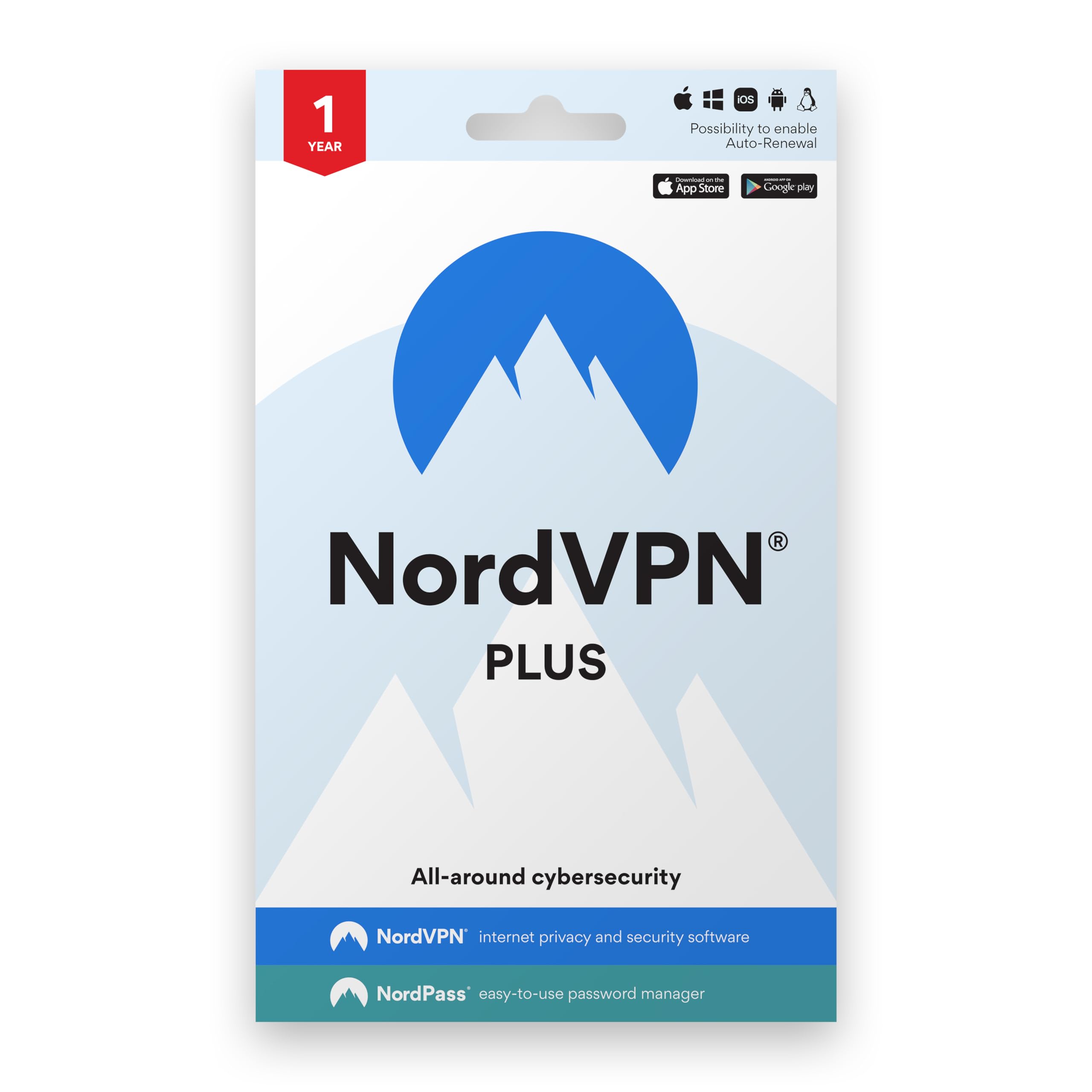 NordVPN Plus — 1-Year - VPN &amp; Cybersecurity Software Bundle — Protection Personal Information, Safely Manage Passwords - PC/Mac/Mobile [Activation Code via Mail]