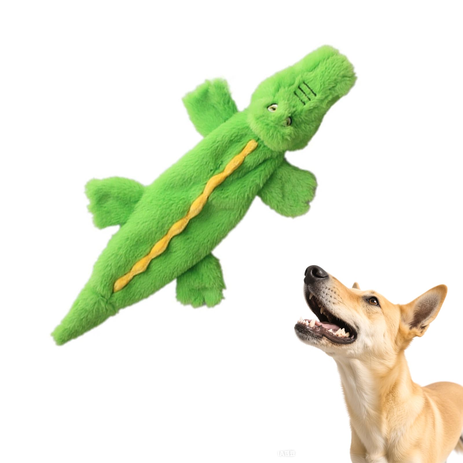 technodry Interactive Dog Toys, No Stuffing Crocodile Dog Toy with Squeaker & Crinkle Sound