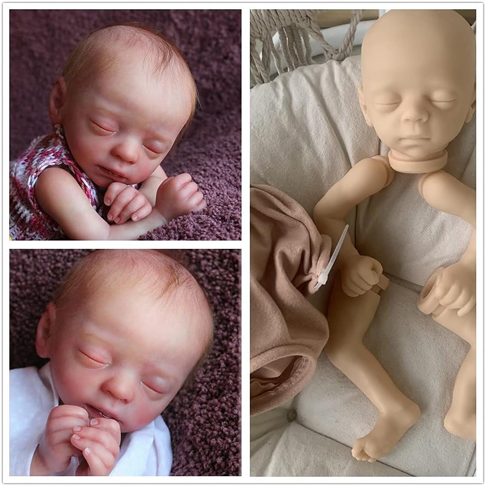 15 Inch Unpainted Sleep Reborn Doll Kits Handmade Blank Baby Doll Kits Preemie Newborn Doll Kits Unfinished Making Dolls Accessories