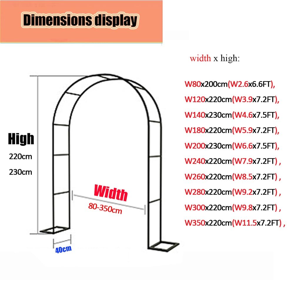 Rosenbon metalowa podpórka do roślin pnących, ogrodowa krata, dekoracja ślubna, wytrzymała, dostępna w szerokościach od 80 cm do 350 cm, eleganckie czarne wykończenie