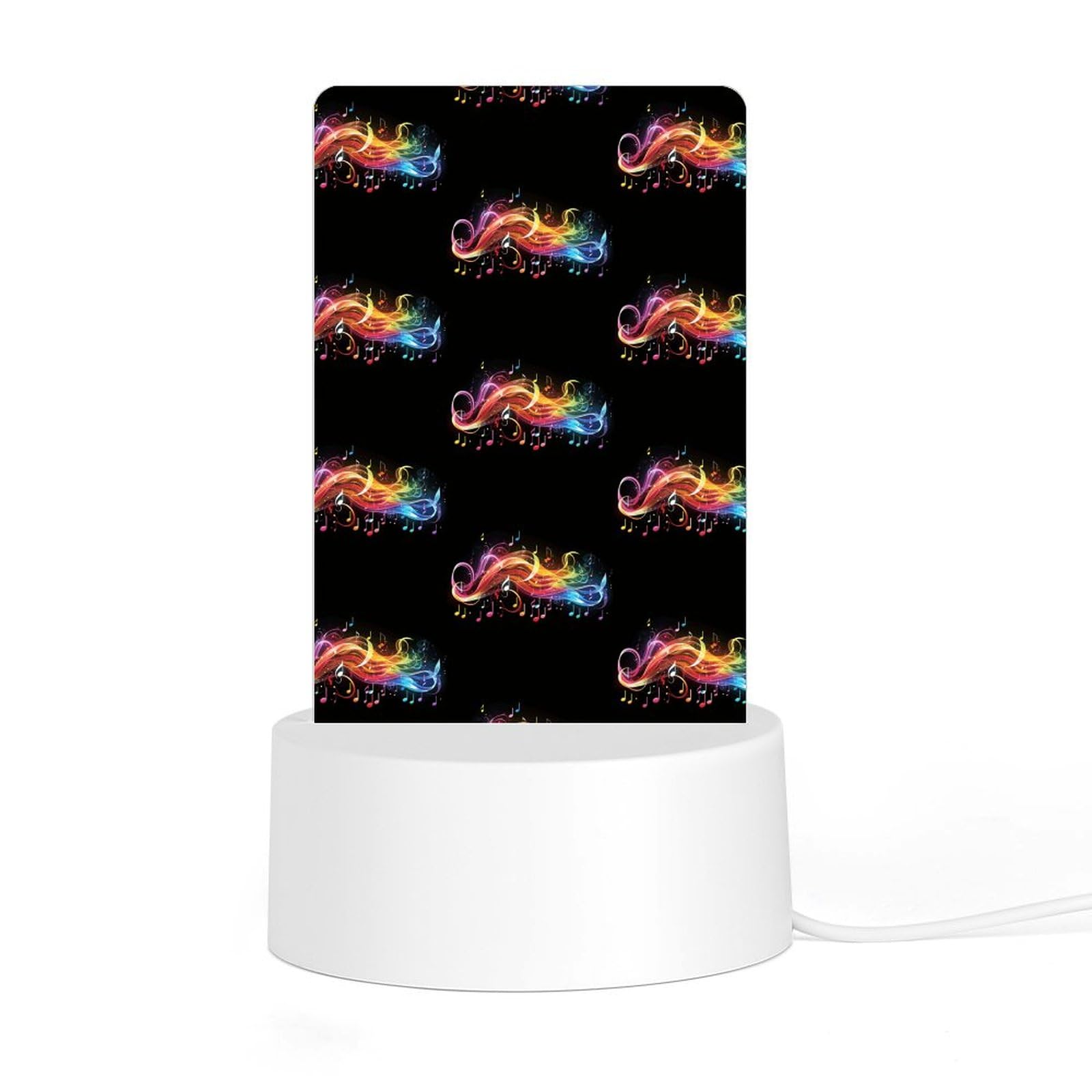 JTREHY Acrylic Night Light with Base, Rainbow Musical Note Melody Printed Desktop Night Light LED Bedside Night Light for Bedroom, Bathroom, Corridor, Holiday Gift
