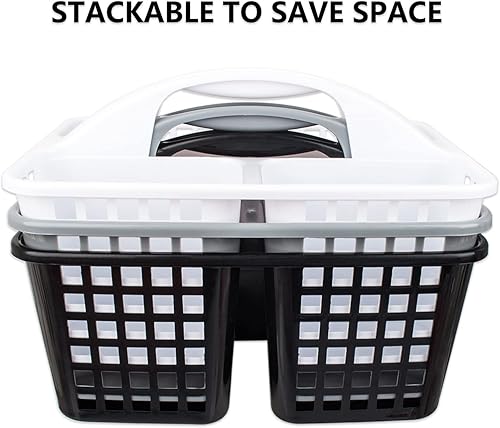 Miniatura 9 de JiatuA Cesta de ducha portátil con compartimentos, organizador de suministros de limpieza con asa, almacenamiento de plástico, contenedor de Negro