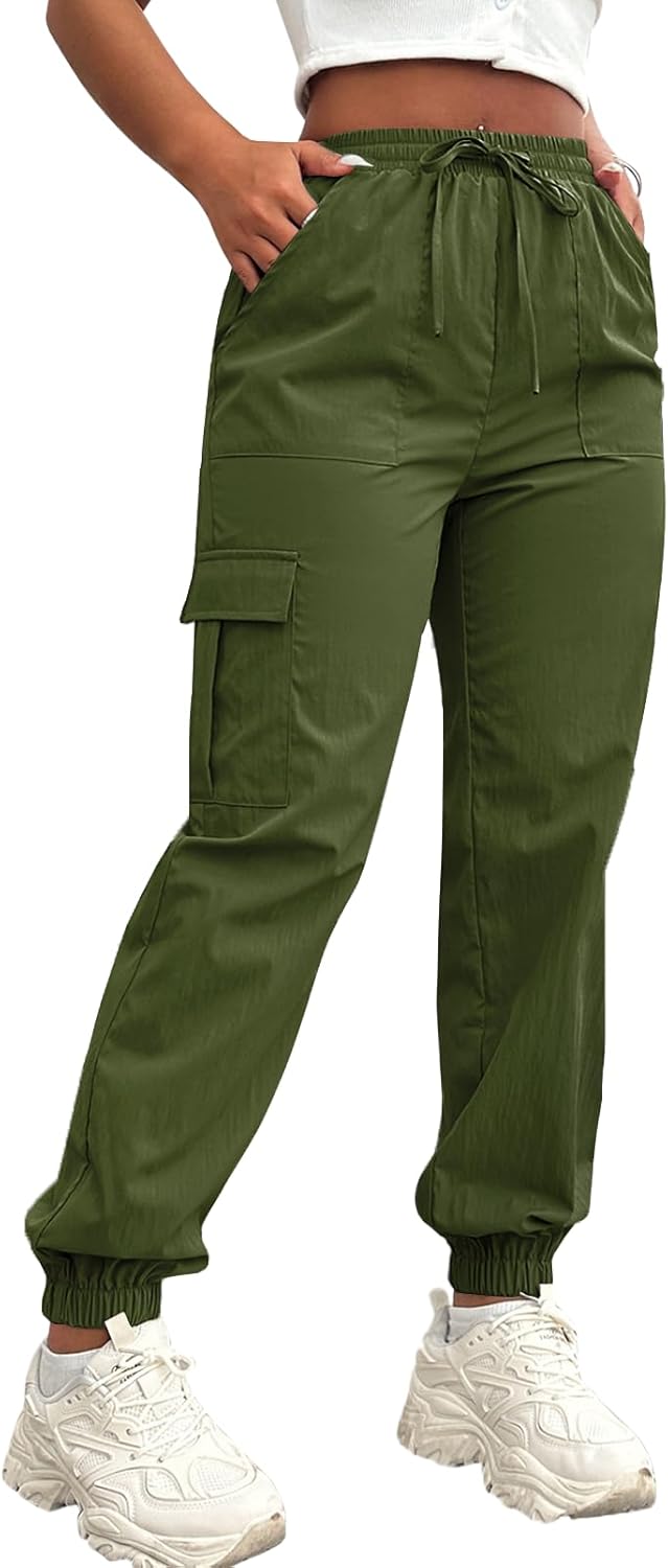 Cargo Pants Women Joggers Quick Dry Hiking Pants with Pockets (0001,ARGR,M) Army Green