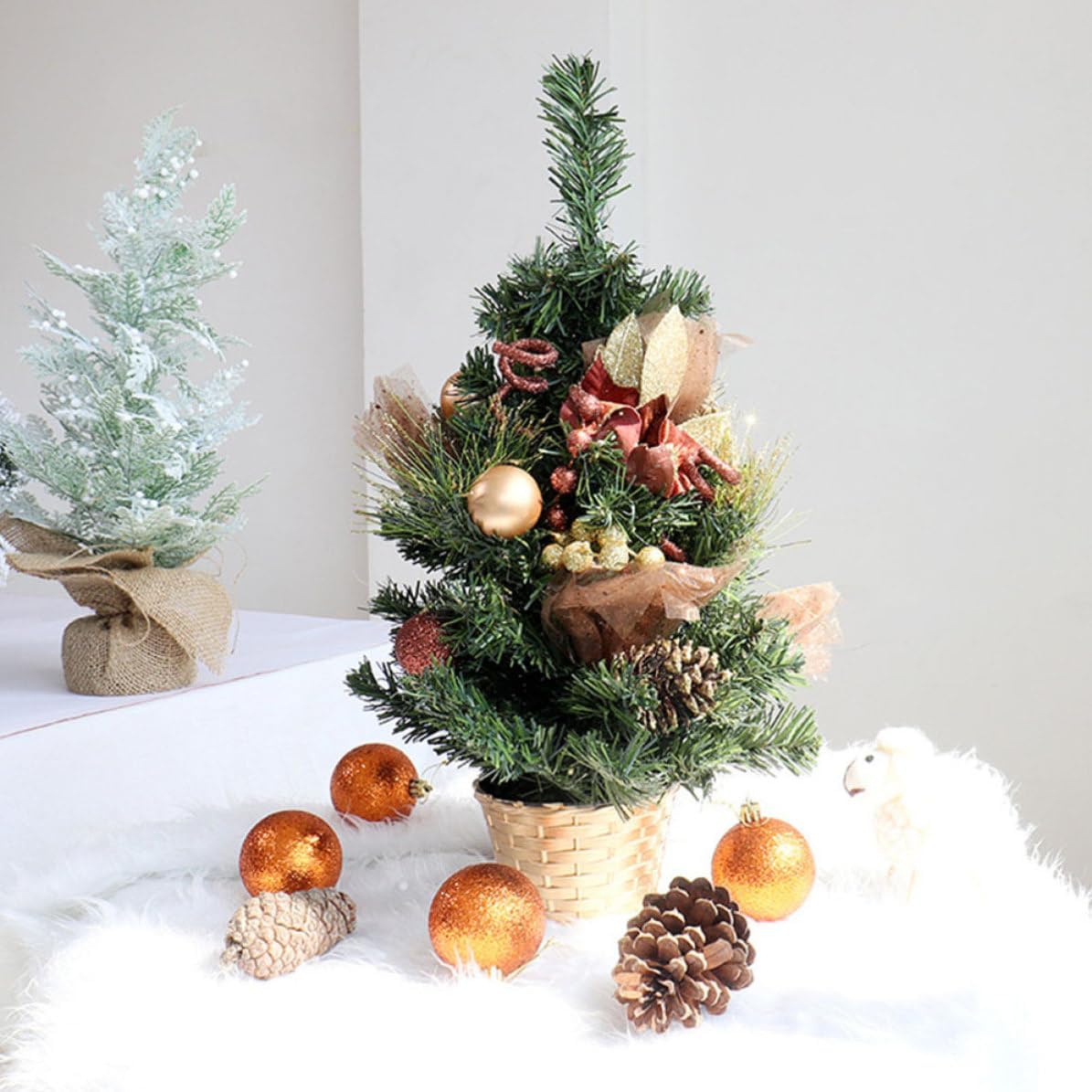 Plastic Mini Christmas Tree Basket Stand Base Xmas Tree Wrapper 6pcs