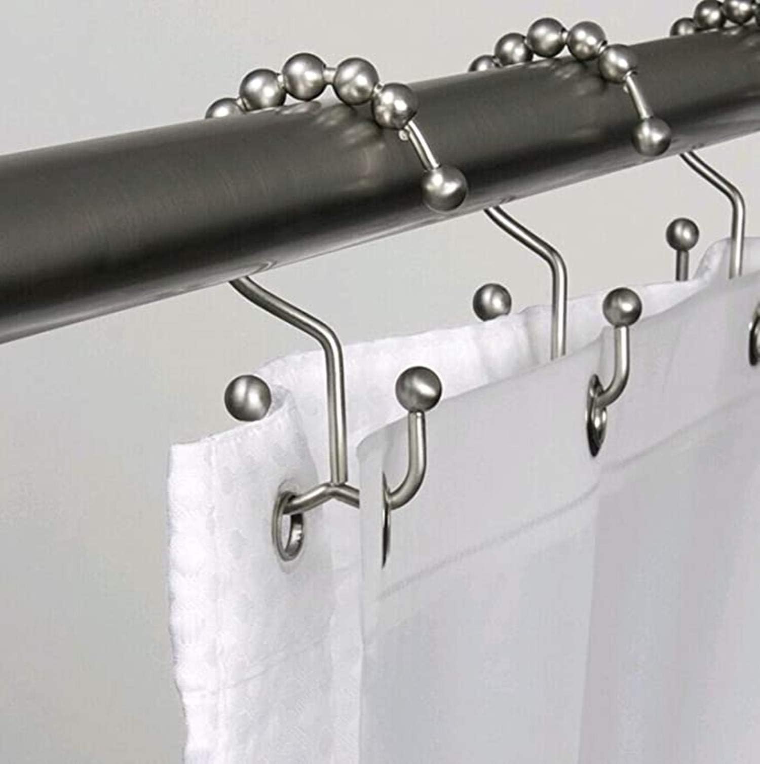 K-Musculo Klocaty Double Glide Shower Rings Hooks Brushed Nickel Rustproof Stainless Steel for Shower Curtain Rods 12 Count