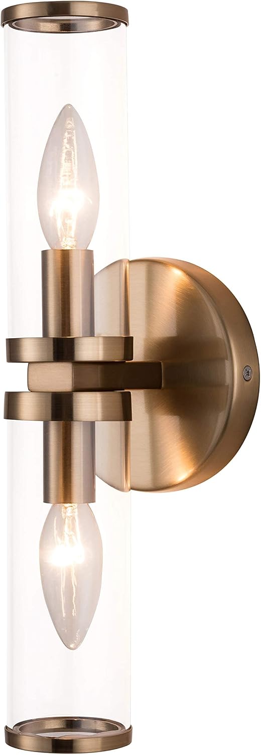 PAPAYA Antique Brass Wall Sconces 2-Light Vanity Light Fixture for Hallway Bedroom Living Room and Kitchen