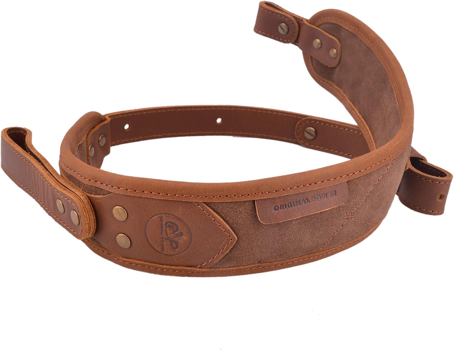 Durable Leather Rifle Sling, Padded Handmade Gun Cartridges Holder Straps for .30-06 .45-70 .308 (Brown(Without Shell Holder))