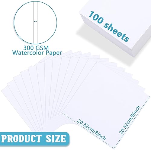 Miniatura 2 de Spiareal 100 hojas de papel de acuarela a granel de 140 lb300 GSM, papel blanco de prensa en frío, algodón en blanco, pintura de arte de agua blanca