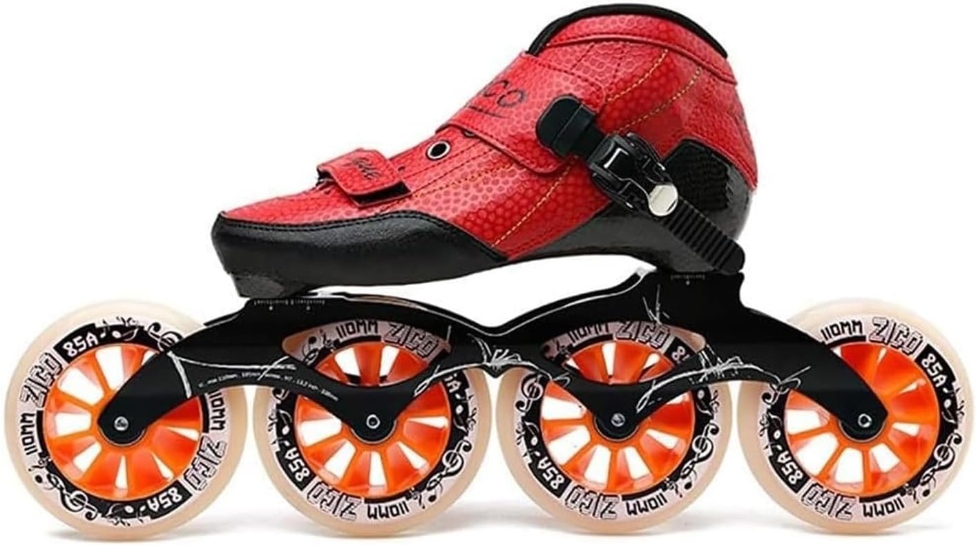 Speed Skates Inline Professional For Adults, 4 X 90-110 Mm Wheels Single Row Adjustable Lightweight Racing Skates For Beginners And Teens Fitness Skating Roller Skates Unisex