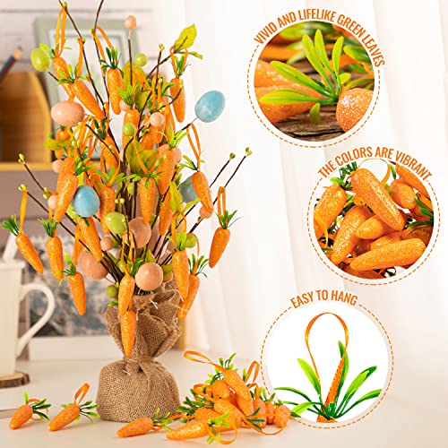 Easter Carrot Hanging Ornaments, 48Pcs Premium Foam Glitter Artificial Carrots For Easter Tree Decoration #TOP3