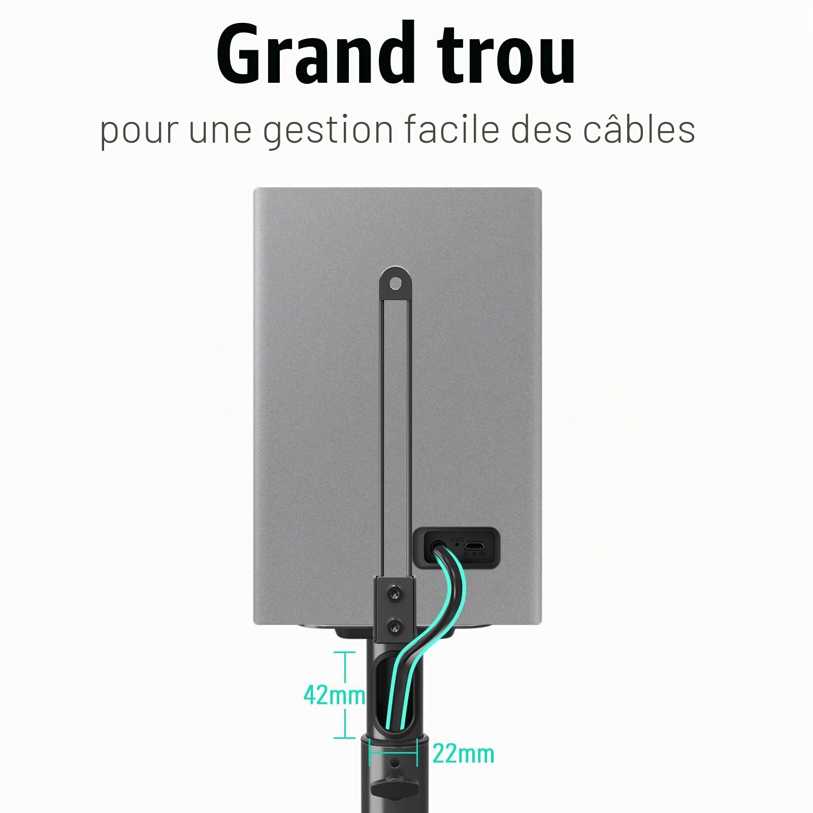 Mounting Dream Support de Haut-Parleur Universel (Simple) réglable en Hauteur de 826 mm à 1078 mm pour Haut-Parleur Surround arrière Satellites jusqu'à 5 kg