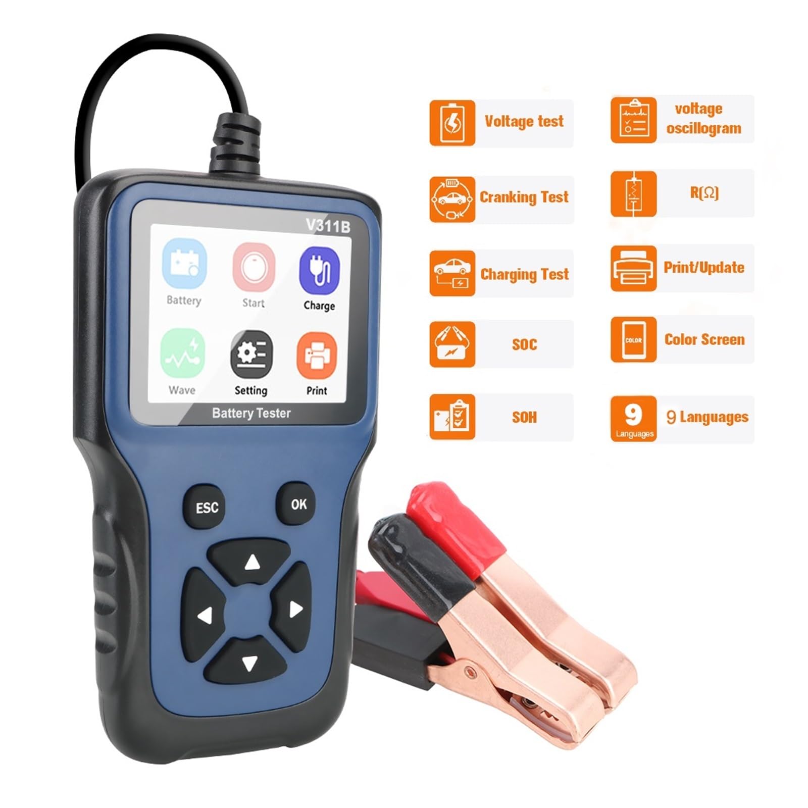 DELURA Détecteur De Batterie Automobile 12V Chargeur De Batterie De Voiture Testeur Analyseur Outil De Diagnostic Automatique Analyseur Outils Automobile