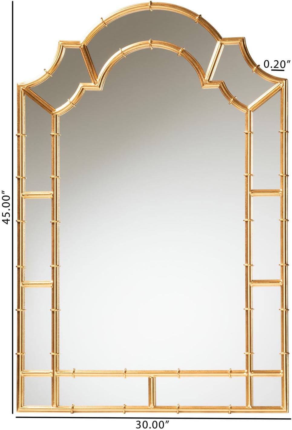 Baxton Studio Bedivere Modern Glam and Luxe Antique Goldleaf Metal Accent Wall Mirror