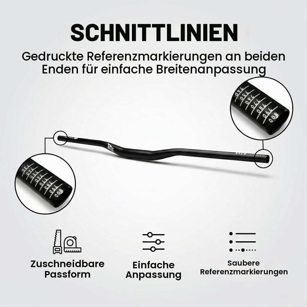 TITLE AH1 35 MTB-Lenker – 800 mm Breite, 35 mm Klemmung, 38 mm Rise, Aluminiumlegierungs-Lenker für Downhill, Enduro, Freeride, Trek & Fixie-Bike kompatibel (Schwarz, 35x38 mm Rise)
