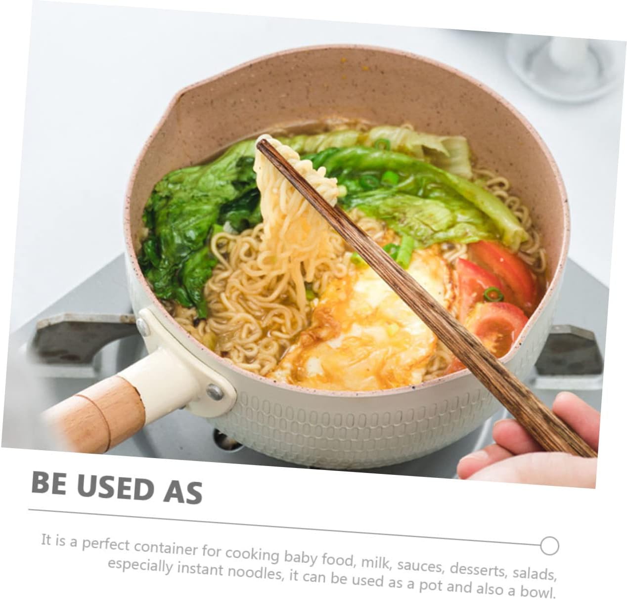 LIFKOME 1set Nonstick Saucepan Lid Multi-purpose Cooking Pot for Easy Pouring Design Convenient Storage Hanging for Home Kitchen