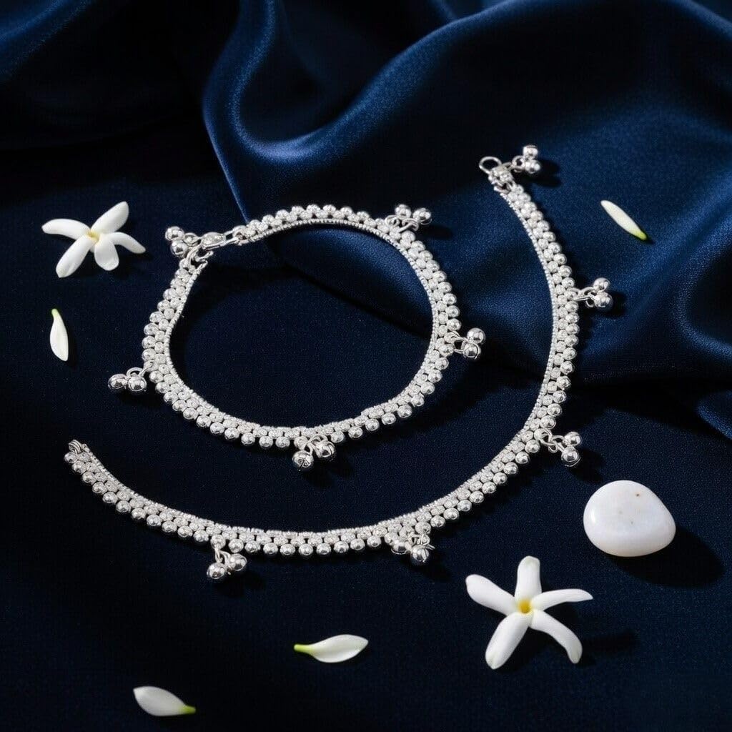 Efulgenz Oxidized Indian Anklets Silver Tone Bell Charms Payal Jhanjar