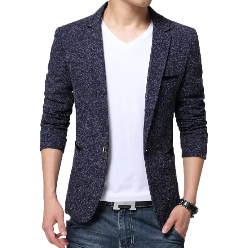 Men's Suit Jacket Wedding Banquet Slim Fit Business Formal Blazer for Men-Navy2