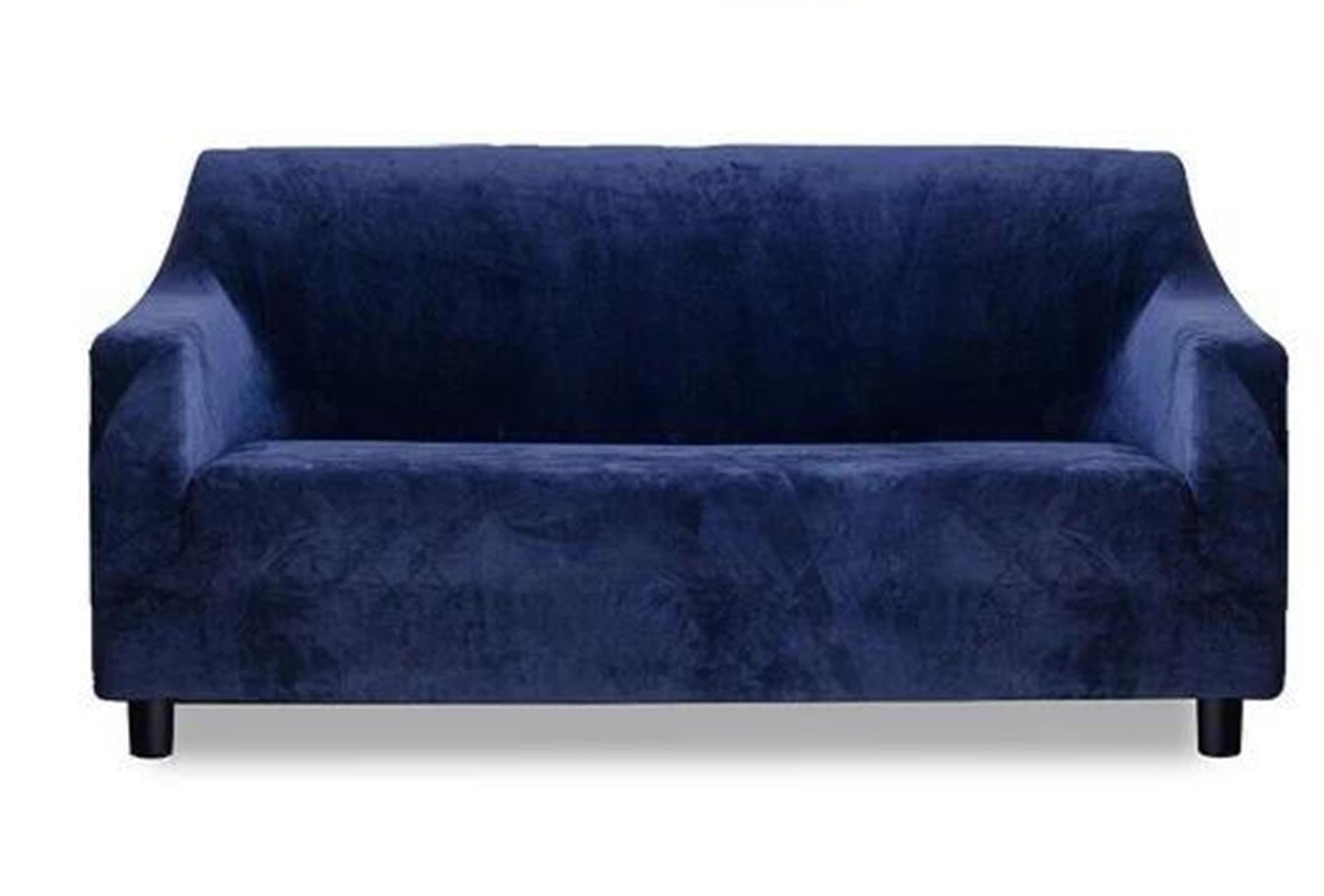 FASSCETE Velvet Sofa Cover 3 Seater, Stretchable 3 Seater Sofa Cover, Universal Fit Elastic Sofa Slipcover for Living Room Triple Seater Protective Couch Case (185 x 230 Cm) (Blue)-image-29