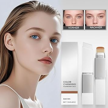 Clarea Foundation Stick, Colour Changing Foundation Stick, White Foundation Stick, Korean Foundation Stick with Brush, For All Skin Types (natural)