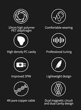 H HIFIHEAR KBEAR KS1 in-Ear Earphone,with Mic,Clear | 1DD Deep Bass HiFi Stereo Noise,Isolating IEM with Tangle-Free,Removable Cord,Suitable for Phone Call/Workout