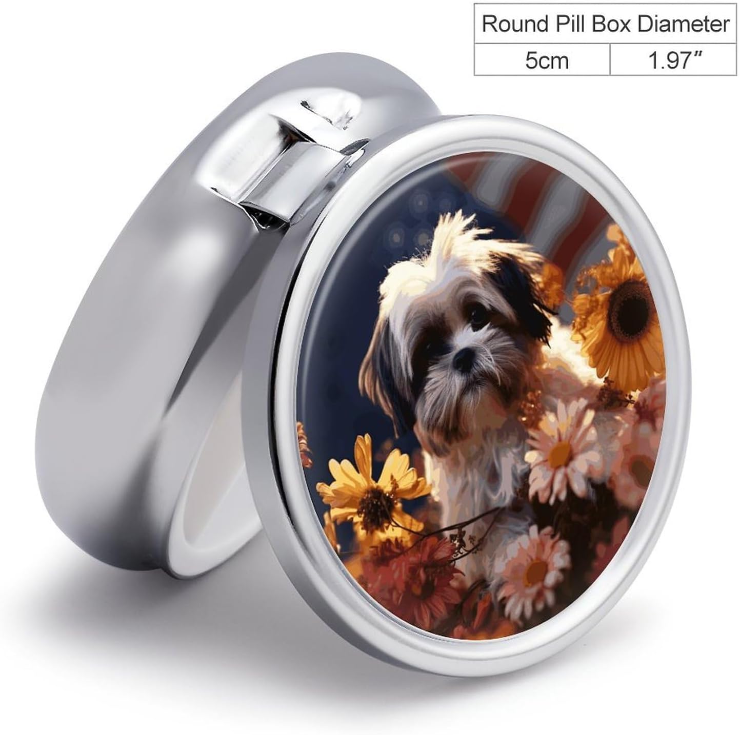 Round Pill Box, 3 Compartment Small Pill Case for Pocket Purse image 2