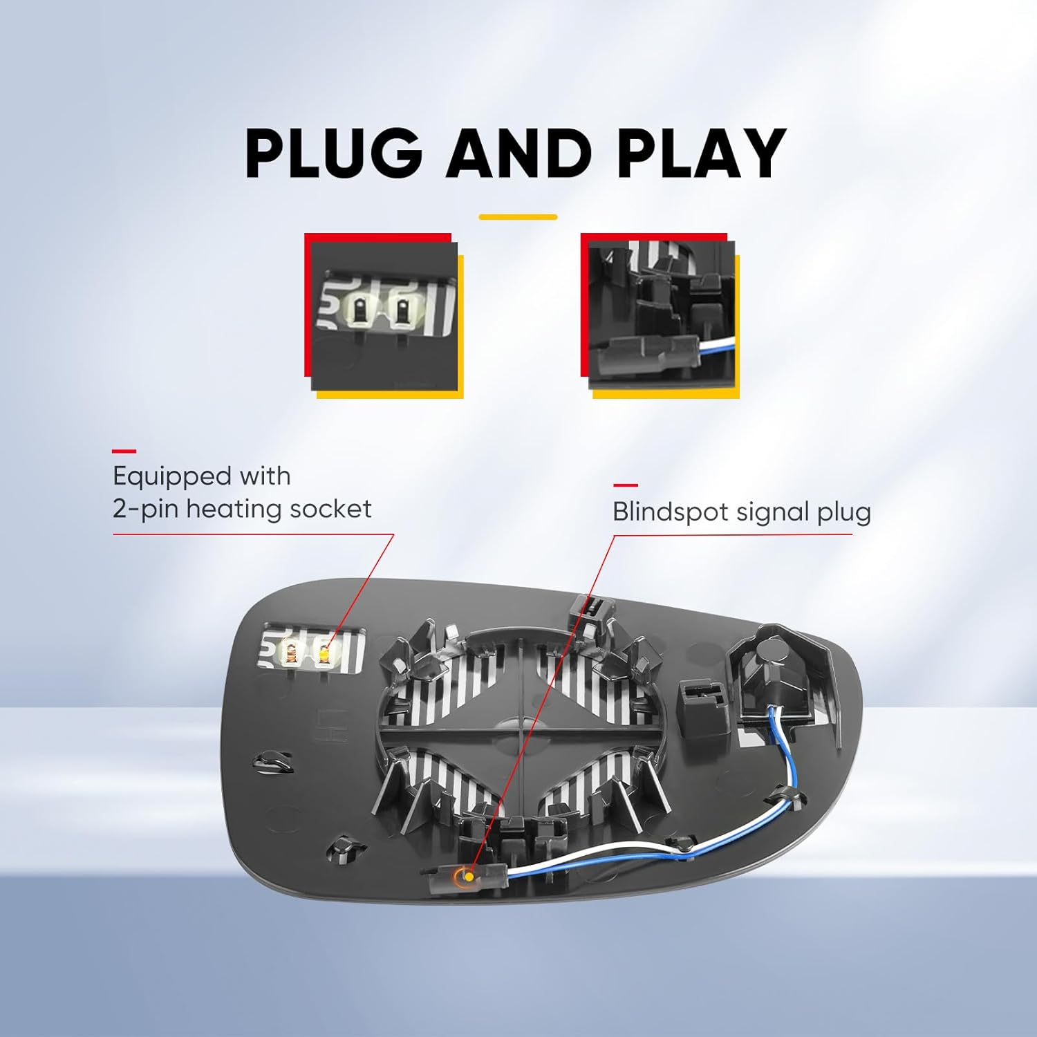 Driver Side BSD Mirror Compatible with Chrysler Pacifica 2017-2024, Chrysler Voyager 2020-2024 - Blind Spot Indicator, Heated, Left Side Mirrors Replacement Glass