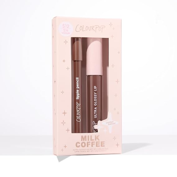 ColourPop Milk Coffee Lip Kit - High-Pigment, Long-Lasting & Sharpenable Lip Liner and Lip Gloss with High-Impact Color - Includes Shades Play Nice & Unfiltered (2 Count)