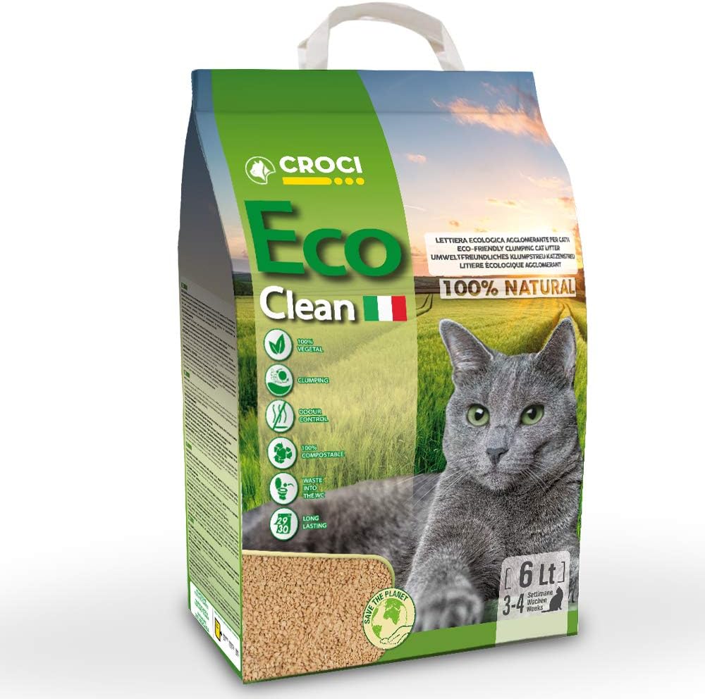 Siria Lettiera Vegetale Agglomerante Per Gatti – 6 Sacchi Da 10 L (60 L Totale) – Biodegradabile, Controllo Odori
