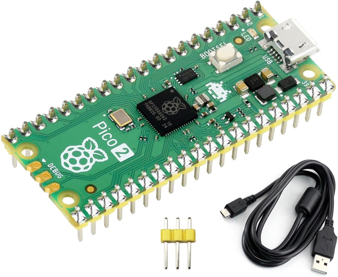 Pre-Soldered Raspberry Pi Pico 2 Microcontroller Board Based on the Raspberry Pi RP2350 Chip, with Dual-Core and Dual Architecture Design, Working up to 150MHz (with Header)