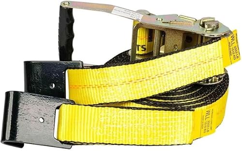 Vista 66 de Mytee Products Paquete de 20 correas de trinquete de 2 pulgadas x 30 pies con gancho plano, WLL 3,333 amarre de remolque, rojo para plataforma