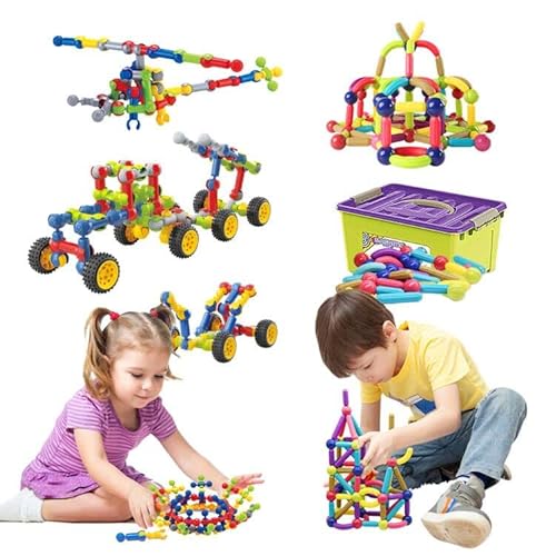 Huaker 125Piece Kids Building Toys +88 Piece Magnetic Building Blocks For Kids Age 4-12 Years Old Children Creative Games Fun Play #TOP3