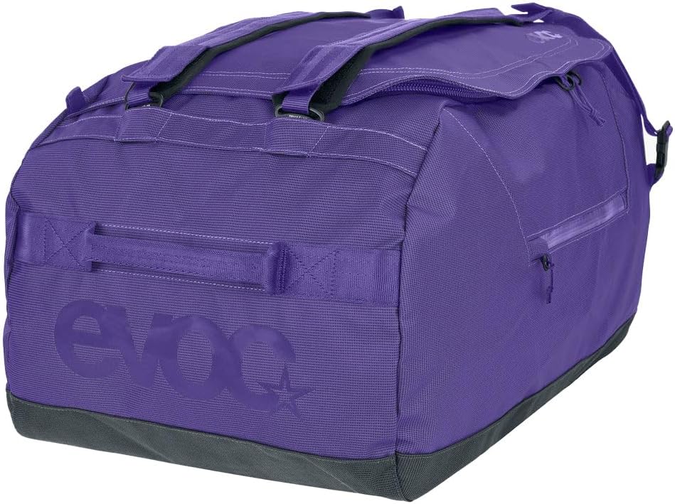 EVOC DUFFLE BAG 60 Waterproof Travel & Equipment Bag (Travel Bag with Removable Carry Strap, Separate Outer Pocket, Universal Use & Lockable, PVC-Free, Size M), Violet - Black